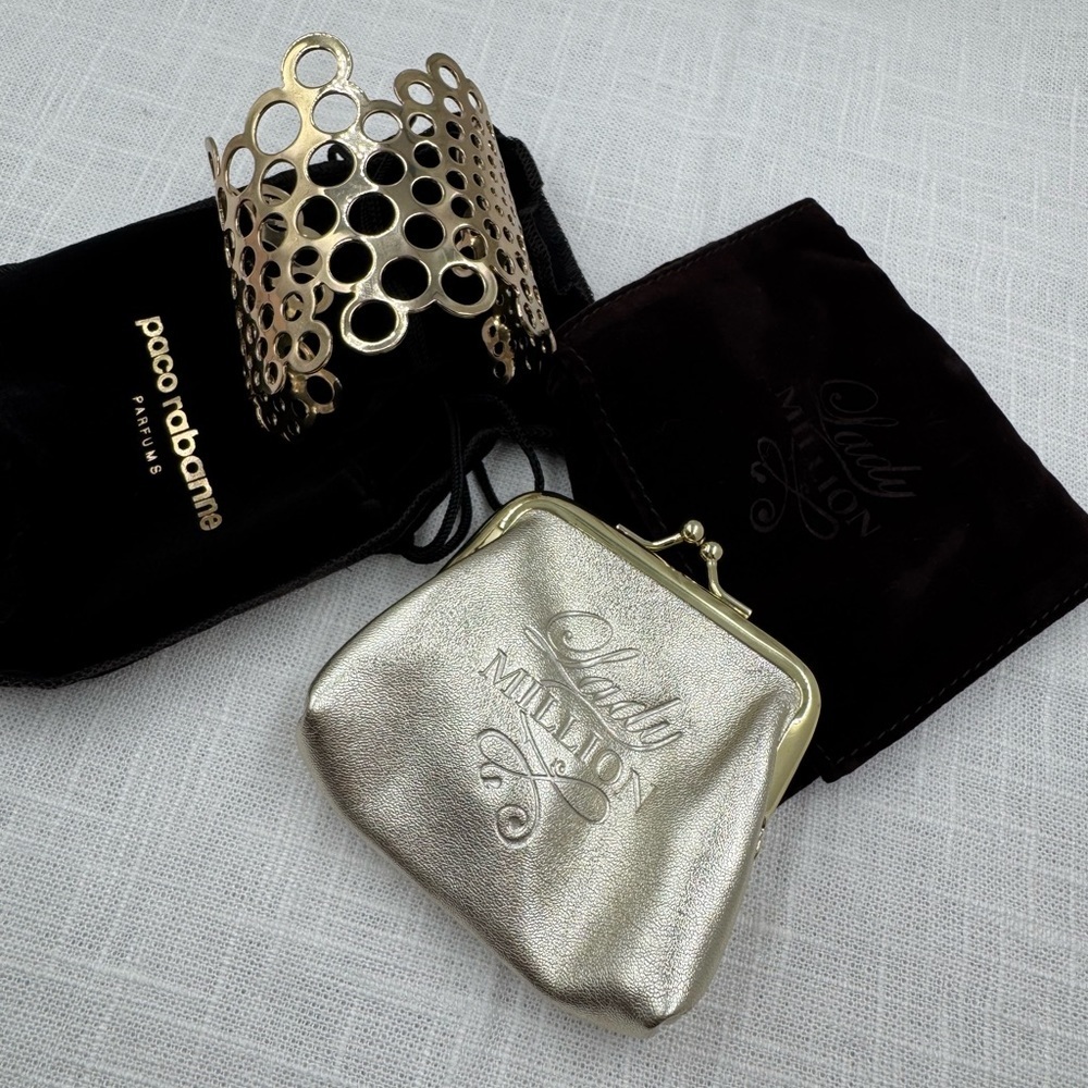 Paco Rabanne Silver Clutch with Gold Accents